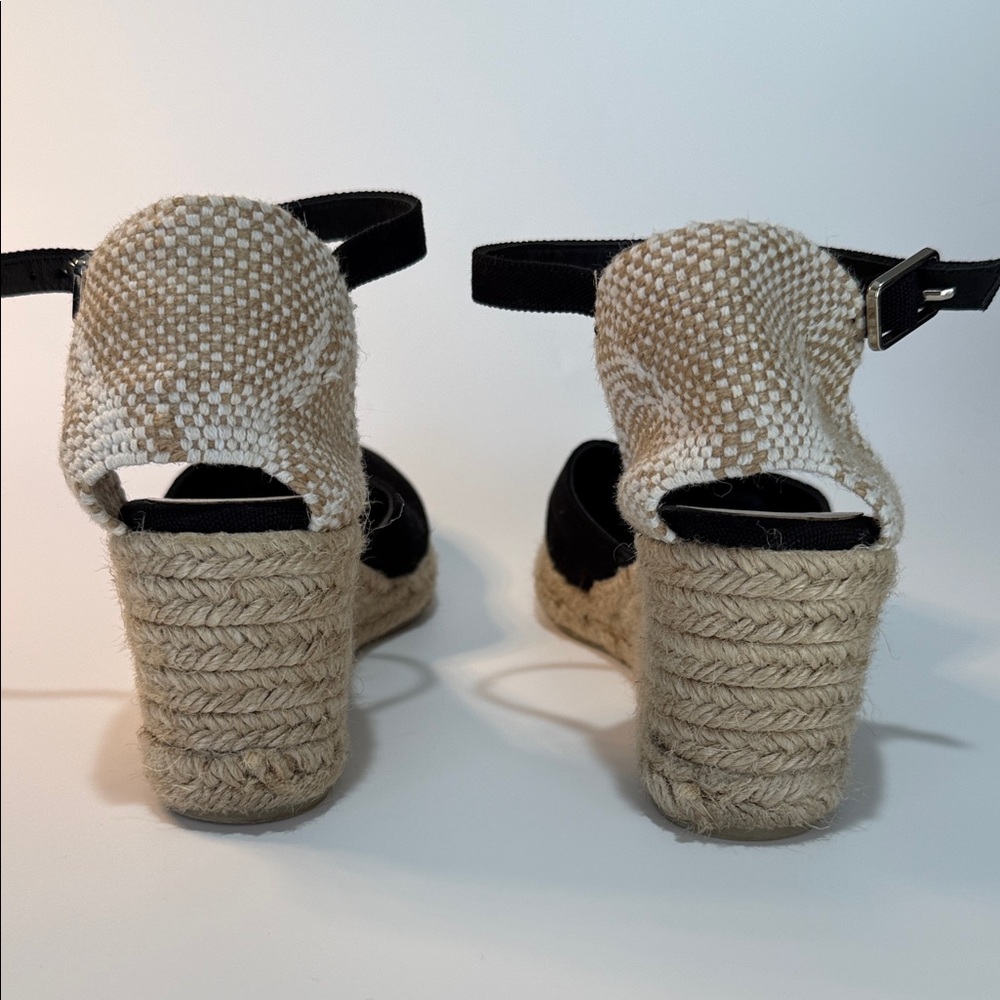 Castaner Black and Natural Espadrille Wedge Sandals with Ankle Strap - Picture 2 of 7